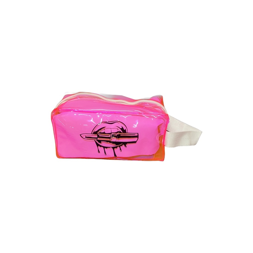 Pink cosmetics bag. “Lips/lipstick” graphics’s